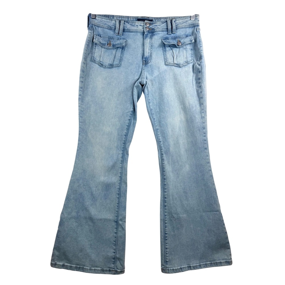 Aeropostale Y2K Low Rise Flare Jeans Light Wash boho cow girl stretch sz 14